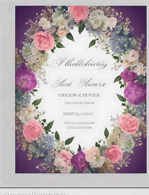 Invitación floral elegante de la boda de la guirnalda