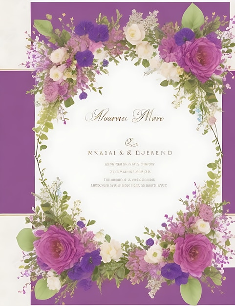 Invitación floral elegante de la boda de la guirnalda