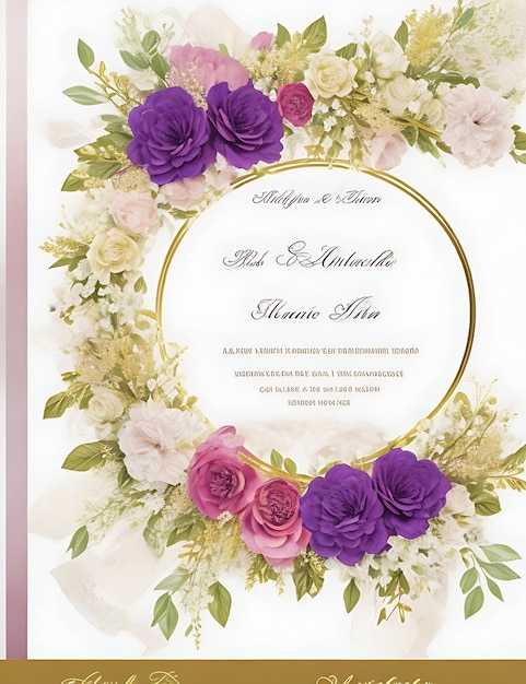 Invitación floral elegante de la boda de la guirnalda