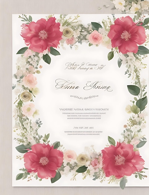 Invitación floral elegante de la boda de la guirnalda