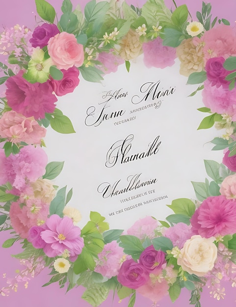 Invitación floral elegante de la boda de la guirnalda