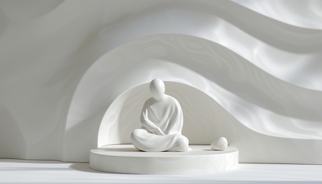 una invitación con una representación minimalista en 3D de una figura en un sueño pacífico