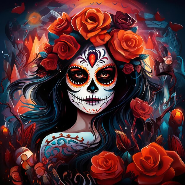 Foto invocación de espíritus experiencia de fondo inmersiva sobre el día de los muertos