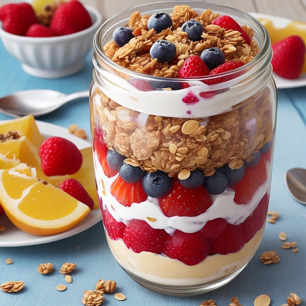 Iogurte Parfait com Frutas e Granola gerado por IA