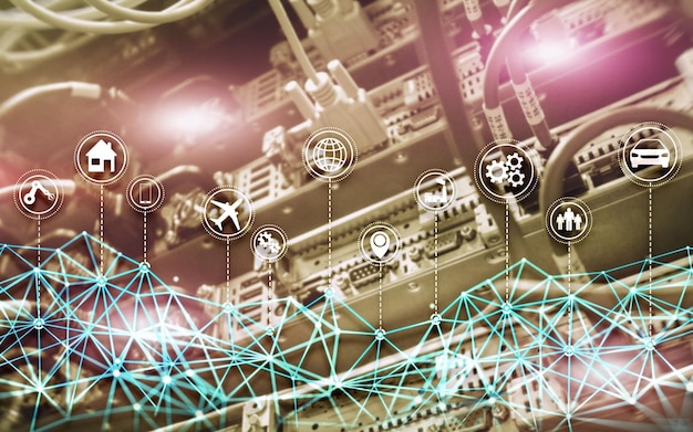 IOT internet de las cosas concepto de tecnología digital Fondo de sala de servidores