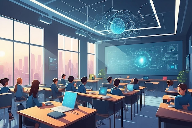 IoT und Bildung Intelligente Verbindungen im futuristischen Klassenzimmer