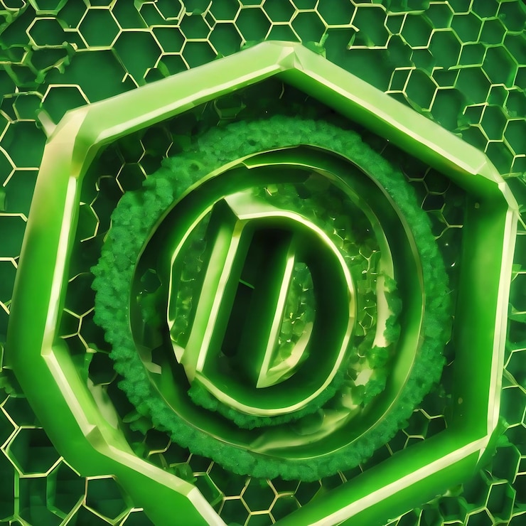 Foto iota signo iota letra alfabeto griego símbolo hexágono verde