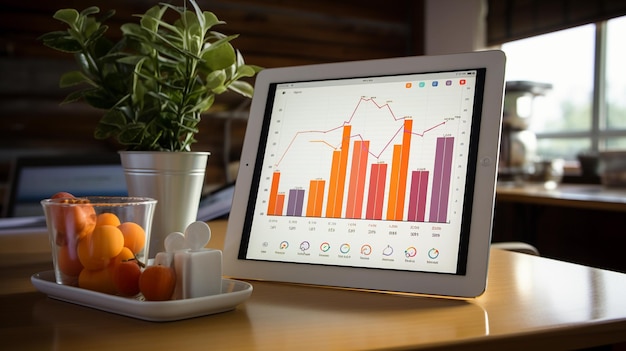 Foto ipad com gráfico de crescimento