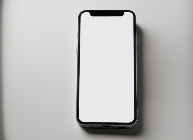 Un iPhone con maqueta de pantalla en blanco