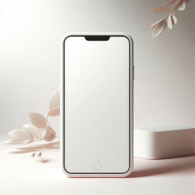 Iphone móvel de maquete de argila de smartphone com fundo branco em branco