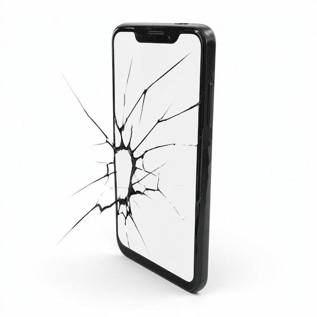 un iphone negro con una pantalla rota que dice quot iphone quot
