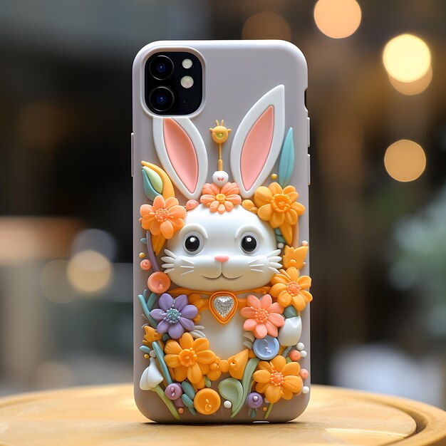 Iphone11 lindo conejo 3d caja colorida del teléfono