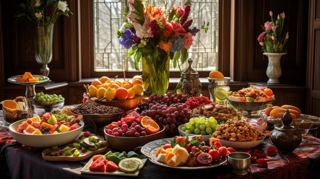 Foto irã experimente a celebração vibrante de nowruz, o ano novo persa, com uma mesa festiva haftseen