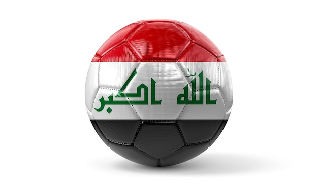 Irak Nationalflagge auf Fußball 3D-Darstellung