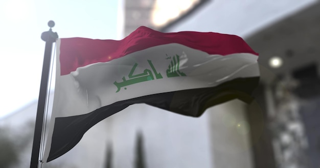 Irakische Nationalflagge, schwenkende Flagge, Politik- und Nachrichtenillustration