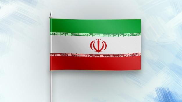 Iran 3D-Renderflagge auf blauem Texturhintergrund