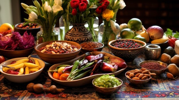 Iran Erleben Sie die lebendige Feier des Nowruz, des persischen Neujahrs, mit einem festlichen HaftSeen-Tisch