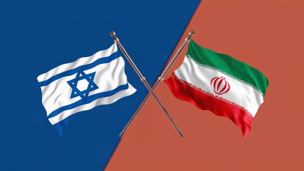 Irán vs Israel bandera y una bandera están una al lado de la otra