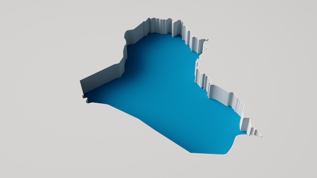 Iraq Map39s 3d illustration Mapa de extrusão interna 3d Profundidade do mar com sombra interna para web e aplicativos