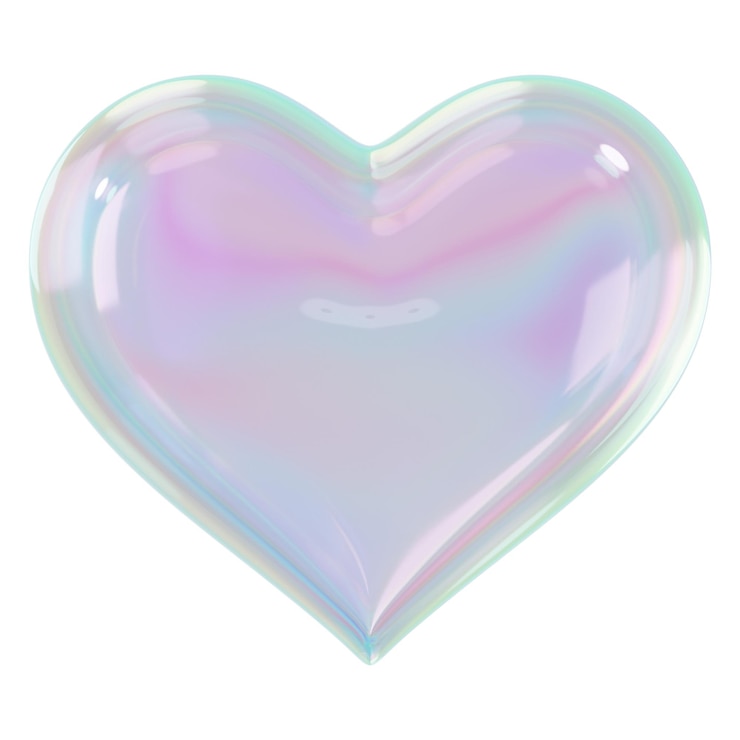 Foto iridescent-herz png 3d-element durchsichtiger hintergrund