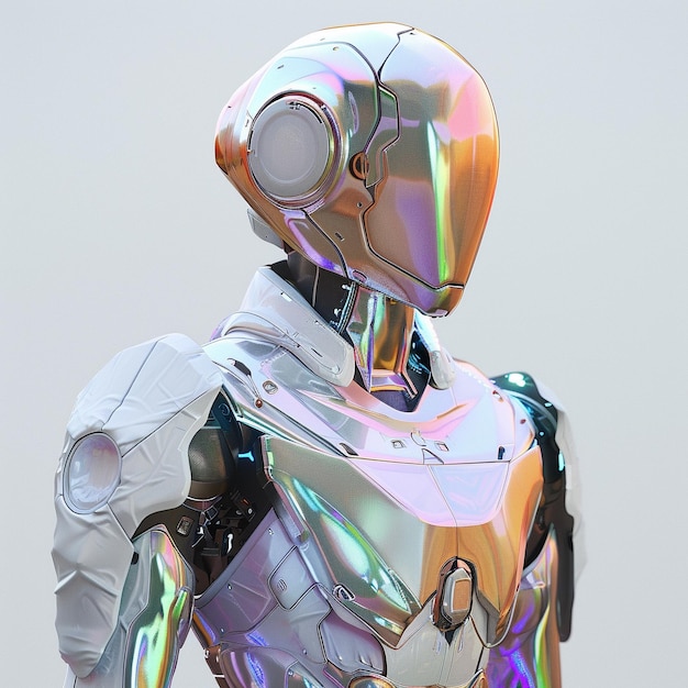 Foto iridescentfolie roboter futuristischer charakter