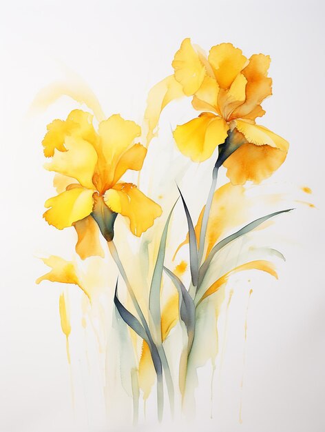 Iris Flor aquarela ilustração pintura arte botânica fundo branco cartão de saudação
