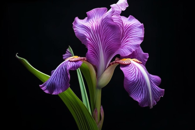 Un iris morado y blanco con la palabra iris en él