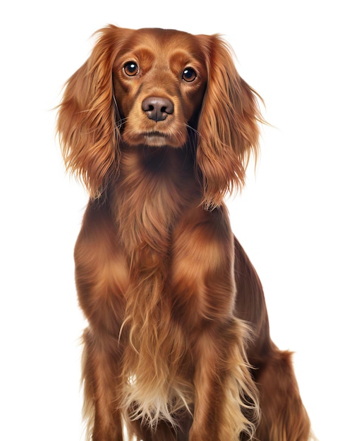 Irish setter isolado em um fundo branco closeup