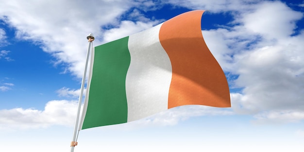 Irland wehende Flagge 3D-Darstellung