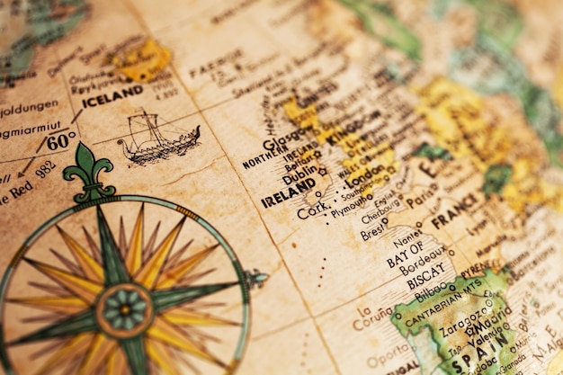 Irlanda mapa globo hemisfério destino de viagem atlas de cartografia
