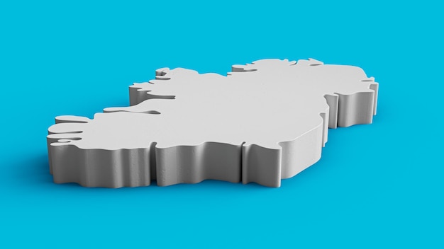 Irlanda Mapa topográfico 3D Geografía Cartografía y topología Mar Superficie azul Ilustración 3D