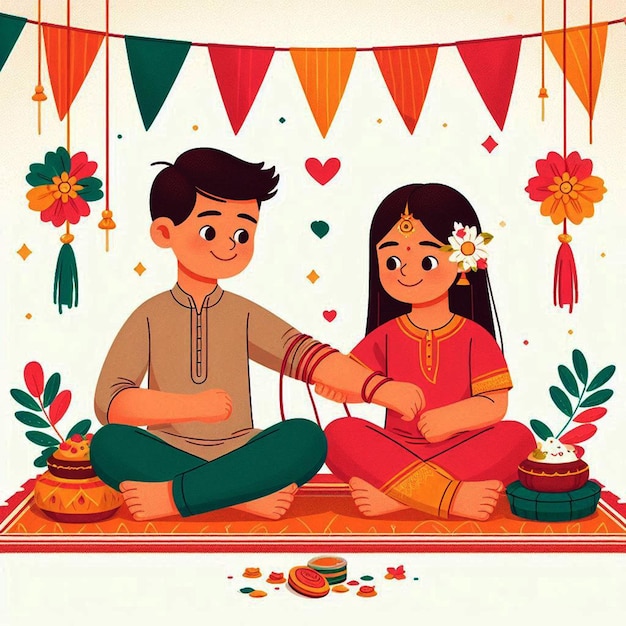 Foto irmão e irmã celebram o festival indiano raksha bandhan raksha bindhan também gerado por rakshabandhanai