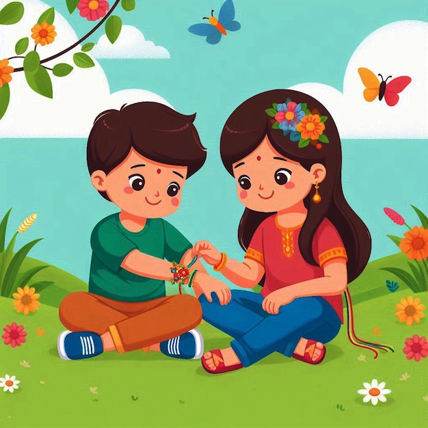 Foto irmão e irmã celebram o festival indiano raksha bandhan raksha bindhan também gerado por rakshabandhanai