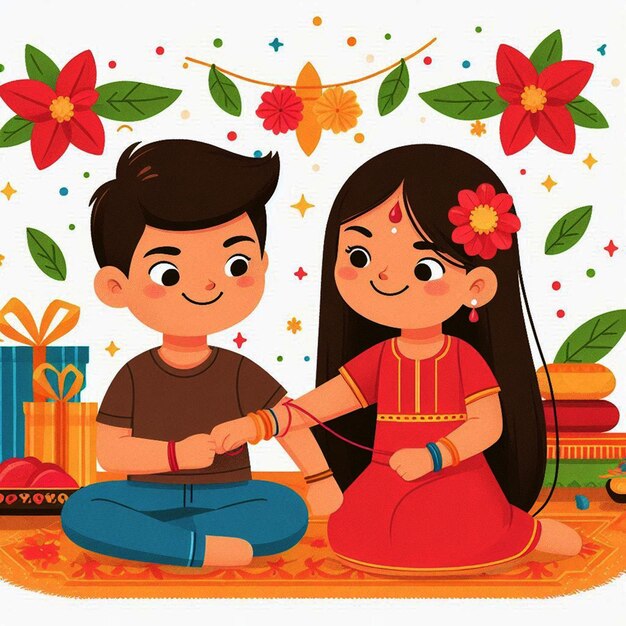 Foto irmão e irmã celebram o festival indiano raksha bandhan raksha bindhan também gerado por rakshabandhanai