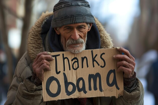 Foto la ironía de la gratitud un anciano sin hogar envía un mensaje a obama