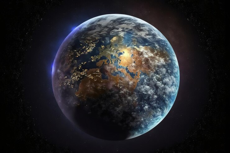 Irreal fantástico planeta Tierra en el espacio AI generativo