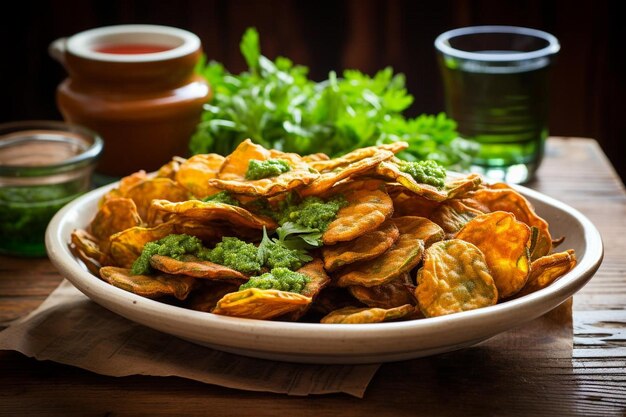 Irresistível espinafre e batata Pakoras de alta qualidade Melhor fotografia de imagem Pakora indiana