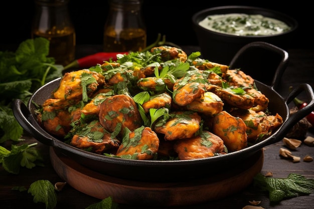 Irresistível espinafre e batata Pakoras de alta qualidade Melhor fotografia de imagem Pakora indiana