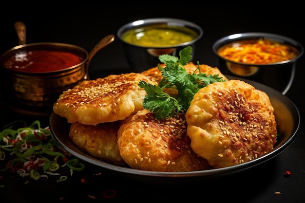 Irresistível Khasta Moong Dal Kachori comida frita tradicional indiana kachori fotografia de imagens