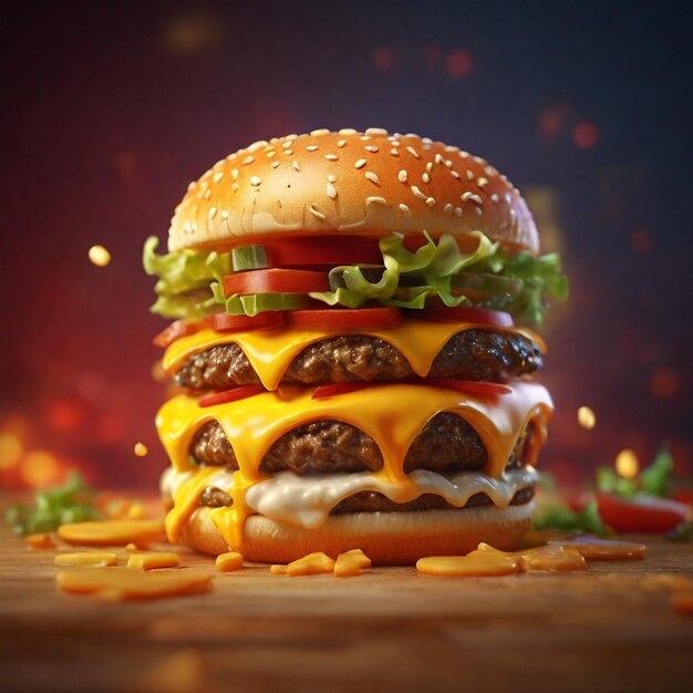 Irresistível papel de parede 4K com uma representação 3D de um Zinger Cheese Burger
