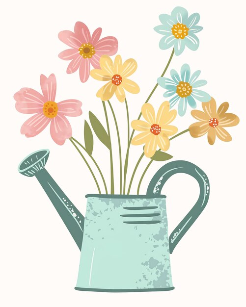 irrigar flores ilustração narcisos cores pastel mod atribuição cerâmica