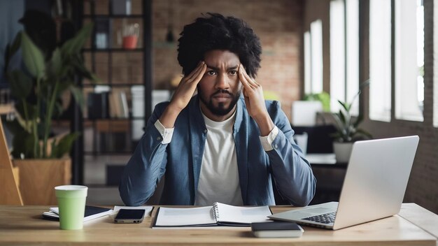 Foto irritado homem de pele escura franze a testa não quer estudar economia mercado dinheiro e impostos sendo eu