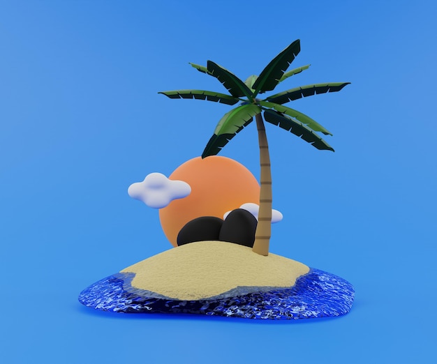 Isla 3D renderizada