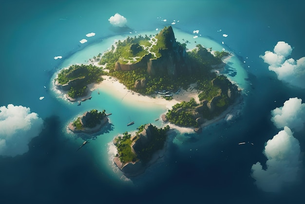 Isla aislada de un mundo de fantasía