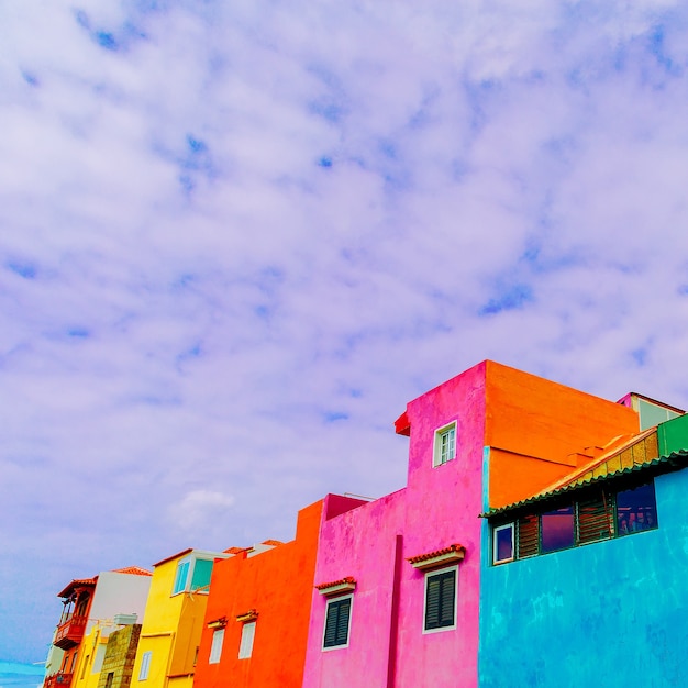Isla canario. Casas de colores. Concepto colorido