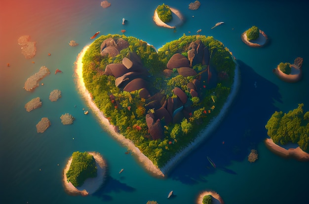 Isla en forma de corazón IA generativa