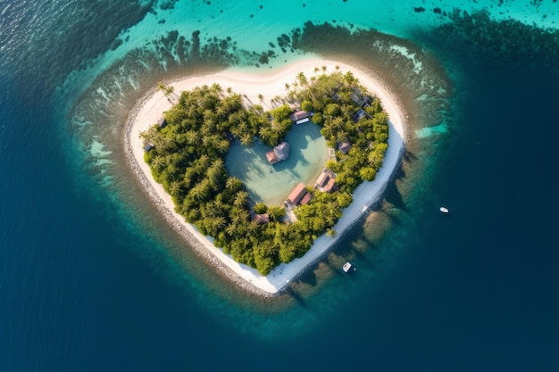 Una isla en forma de corazón con una isla en forma de corazón en el medio