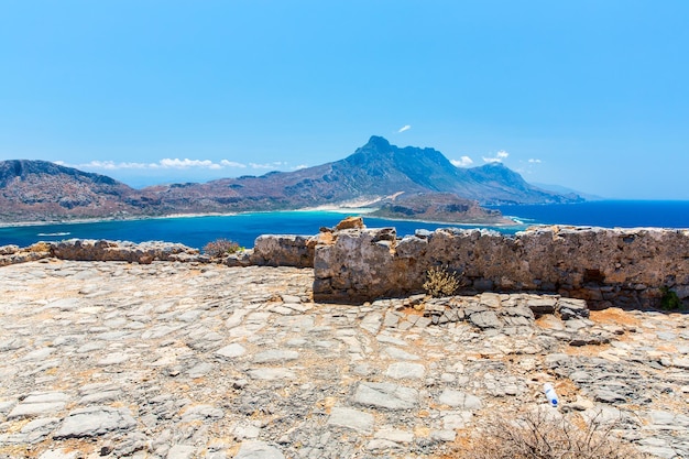 Isla Gramvousa en Creta Grecia con restos del fuerte veneciano y playas mágicas de lagunas de aguas turquesas