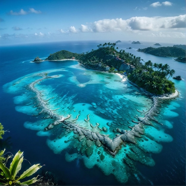 Foto isla en el océano con el corazón