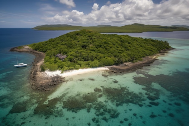 Foto isla remota con aguas cristalinas y playas de arena blanca creada con ia generativa